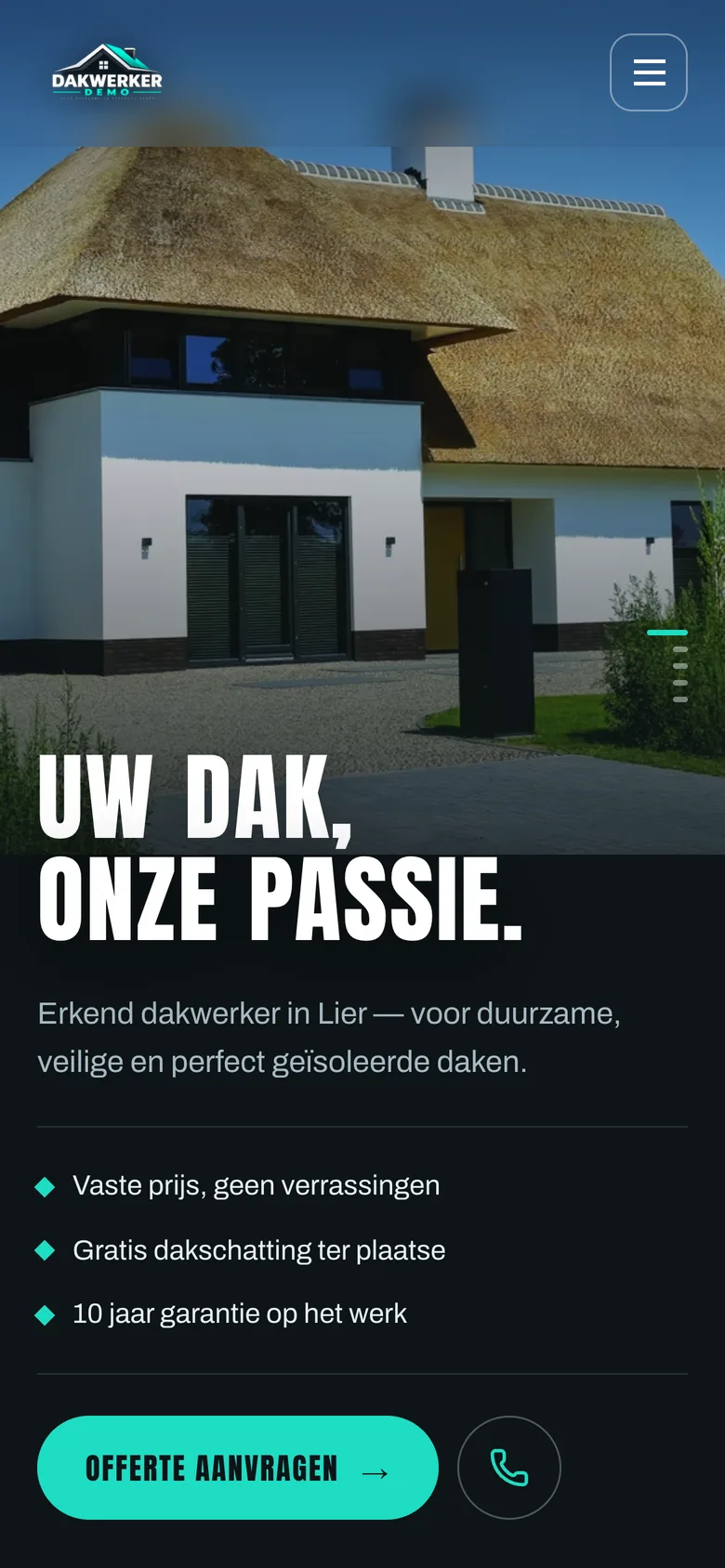 Voorbeeldsite voor dakwerkers